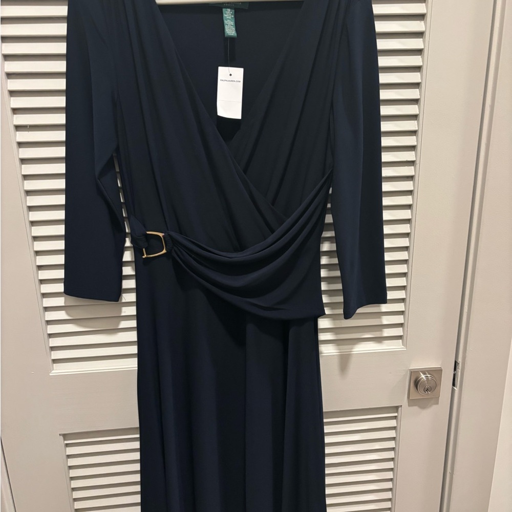Elegant Navy Wrap Dress
